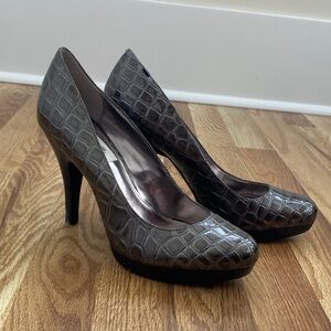 Alfani Dark Brown Croc-Embossed Heels